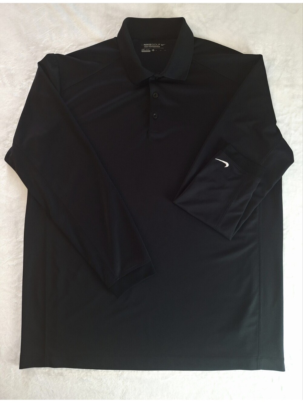 Nike Golf Tour Performance Dri-Fit Long Sleeve Polo Shirt Black Men's XL